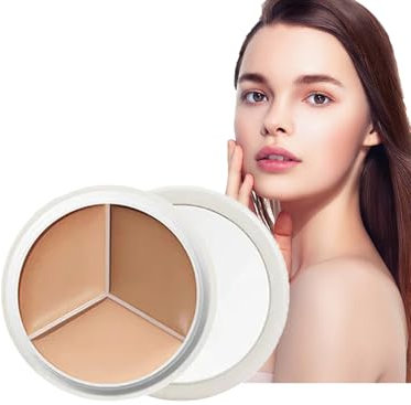 Concealer,Tri-Color Concealer Make Up,Full Cover Concealer Palette,Corrects Dark Circles Red Marks Scars,Highlight Contours Waterproof Long Lasting Concealer Matte Foundation (1PC, 15G)