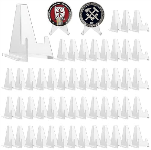 XINGYATU 50 Pack Acryl-Staffeleiständer (2,1 Zoll) - Display-Ständer für Münzen, Taschenuhren, Kapseln, Herausforderungsmedaillen, Casino-Chips, Fotos, Baseball-Sport - Münzdisplay-Staffelei-Halter