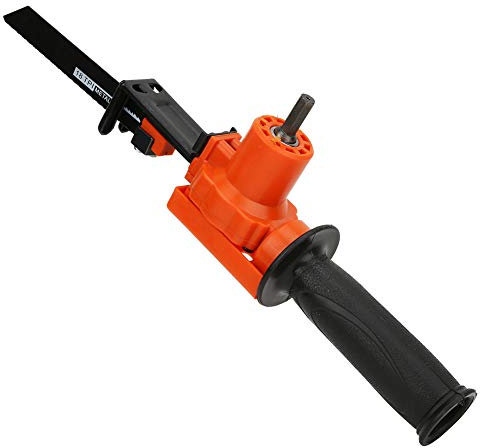 Reciprocating Saw Attachment Adapter, Change Electric Drill Into Saw for Wood Metal PVC Cutting with Non-Slip Handle, Adjustable Guide Plate Position, Saving Time and Effort for