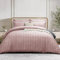 Simply Amelia Set con copripiumino per letto matrimoniale, in microfibra spazzolata di alta qualità, a righe satinate, con federe, ipoallergenico ultra morbido in microfibra (rosa cipria, 200 x 200