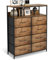 MYGIIVOVO Chest of Drawers, Dresser for Bedroom with 8 Fabric Drawers, Tall Storage Organizer Unit with 2 Layers Shelf, TV Stand with Sturdy Metal Frame (Retro)