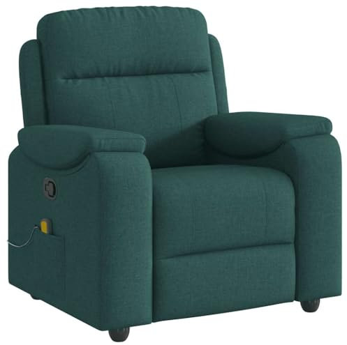 vidaXL Massagesessel Dunkelgrün Stoff, Massage TV-Sessel, Sessel mit Massagefunktion, Fernsehsessel, Massage Fernsehsessel, TV-Sessel, Sessel