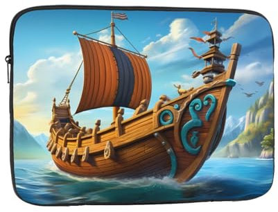 KVCBUYK Vikings Laptop-Hülle mit Boot-Drucken, 15 Zoll, ideal für Männer und Frauen, Geschäftsreisen und Büro