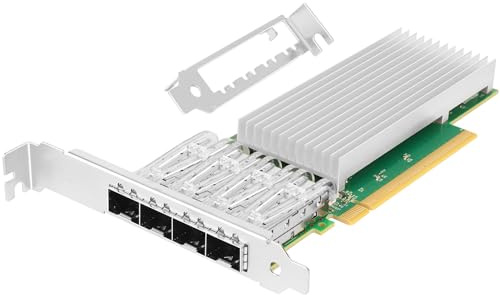 Euqvos PCIe Ethernet-Netzwerkkarte für Intel E810-XXVDA4 E810 CAM1 Chipsatz PCIe 4.0 x16 25 GB Quad Port SFP28 LAN Karte kompatibel mit Windows Server/Windows/Linux/VMware/ESX