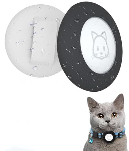LAJUP Lot de 2 Colliers de Protection étanches pour Chat Compatible avec Apple Airtag - pour Collier d'animaux de Compagnie de Moins de 1,65 cm, livré avec 2 films imperméables
