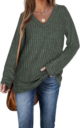 DUOEASE Felpa Donna Maniche Lunghe Casual A Manica con Scollo a V Leggeri l'inverno