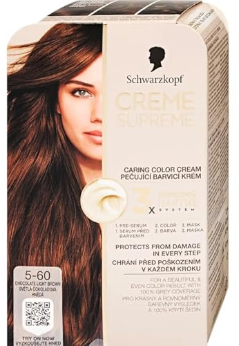 Schwarzkopf Creme Supreme Permanent Hair Dye with Ammonia, 5-60 Chocolate Light Brown, 182 ml, Pack of 1