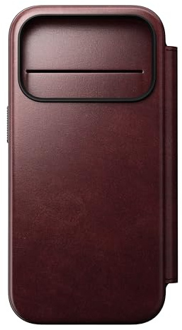 NOMAD Modern Leather Folio for iPhone 17 Pro, Protective Case Made of Polycarbonate and High-Quality Genuine Leather Coating, MagSafe Compatible, Burgundy Horween