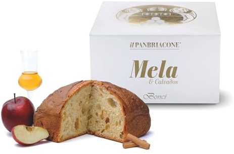 Bonci Panettone Artigianale MELA & CALVADOS, 850g, con Mele Candite e Cannella, Lievitazione Naturale
