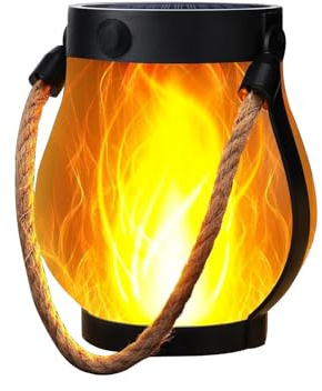 Llamaviva Farol Con Efecto De Fuego Realista - Carga Solar & USB-C, 2 Modos de Iluminación, Encendido Automático