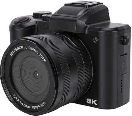 Fabater Fotocamera Digitale 8K, Fotocamere WiFi 88MP per Fotografia con Touch Screen da 3,2 Pollici, Zoom Digitale 16X Doppia Lente Autofocus Videocamera per Videocamera Professionale