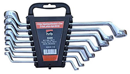 HRB Profi Doppel-Ring-Schlüsselsatz, 8tlg. 6-22mm mit Halter