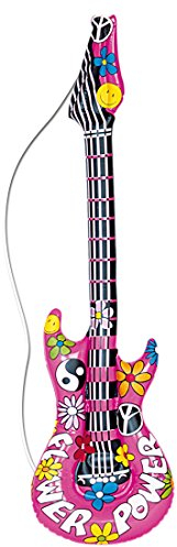Amakando Deko Luftgitarre Rockstar Gummigitarre Hippie Rocker Inflatable Guitar Aufblasbare Gitarre Partydeko aufblasbar Mottoparty Musikinstrument Accessoire Party Gitarren Instrument