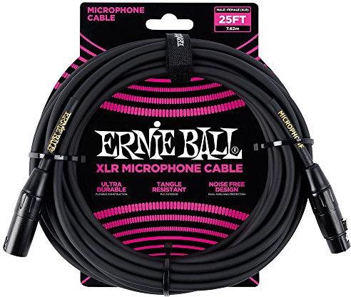 Ernie Ball Câble de microphone XLR connecteur mâle/femelle, 7,6 m