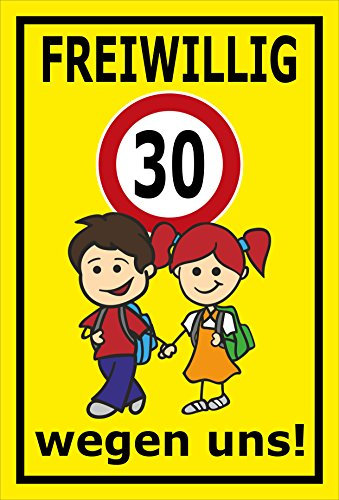 Melis-Folienwerkstatt Aufkleber – Freiwilllig 30 km/h - 30x20cm - S00040-012-C - 20 Varianten