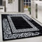 HomebyHome Teppich Wohnzimmer 80x150 cm Läufer Schwarz und Weiss Greek Bordüre Design - Schlafzimmer Teppich Kurzflor Extra Weich Pflegeleicht Teppiche Waschbar Küche Esszimmer - Carpet Living Room