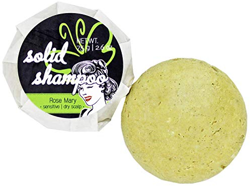 Festes Shampoo, 75 g, empfindliche & und zu Schuppen neigende Kopfhaut, Rose Mary, sulfatfrei, fester Shampoobar aus mildem Tensid | mit grüner Tonerde & ätherischem Rosmarinöl