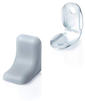20 x sossai® Winkelverbinder aus verzinktem Metall mit Abdeckung BT2 | Eckverbinder/Korpusverbinder/Möbelverbinder/Eckstrebe | Farbe : Grau