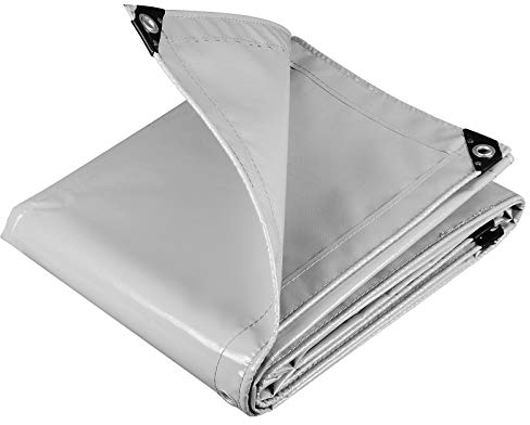 WOLTU Bâche de Protection avec Oeillets Bâche Imperméable PVC 500g/m² Ultra Lourde et Résistante Revêtue des Deux côtés en Aluminium Couverture Étanche pour Jardin, Piscine,3x5m,Gris Clair