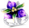 Uloveido Weißes Gold Überzogen Jubiläum Hochzeit Geburtstag Floral Ringe für Frauen Lila Kristall Blume Aussage Schmuck Ringe für Mädchen mit Zirkonia RA601