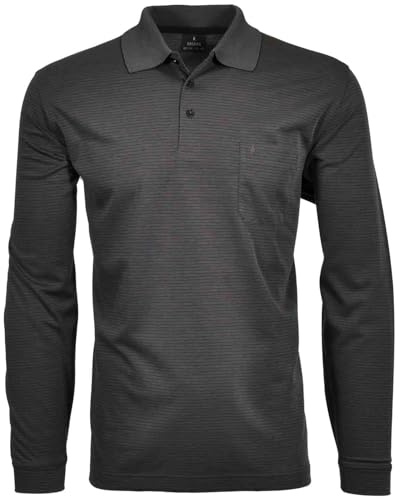 Ragman Herren Softknit-Polo Fineliner, Langarm,L,Schiefer