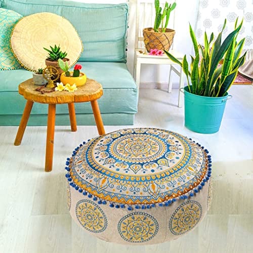 Mandala Life Art Böhmischer Hocker Osmanische Abdeckung -60x20 cm - Luxus-Hocker mit handwerklichem Raumdekor für Meditation, Yoga und Boho Chic Sitzbereich Hocker