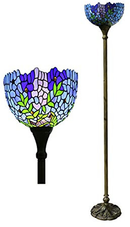 AIBOTY Tiffany Style Wisteria Stehleuchte Buntglas stehende Lampe Europäische Vintage Boden Lesebeleuchtung Fixture für Wohnzimmer Schlafzimmer, 110-240V