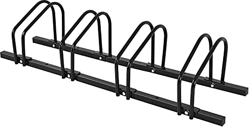 COSTWAY Fahrradständer Standparker Bodenständer Aufstellständer mit 4/5/6 Fahrrad Stellplätze, Mehrfachständer Stahl für Garage und Garten (Für 4 Fahrräder, Schwarz)