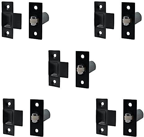 Adjustable Roller Catch Spring Loaded Latch Lock for Internal Doors | Black Plated | Pack of 5