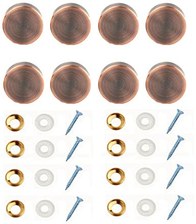 Viti a specchio in rame, diametro 20 mm, per mobili, viti autofilettanti a specchio, in rame rosso, 8 pezzi
