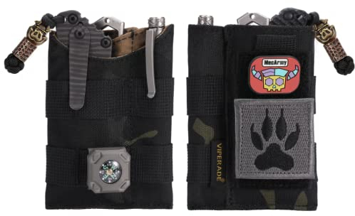 VIPERADE VE9 Ultra Slim Lightweight EDC Multitool Pouch Organizer Multifunktion Durable Nylon Tool Pocket Pouch für Taschenlampenhalter, Stifthalter, Werkzeugscheide Messerscheide(Schwarze Camouflage)