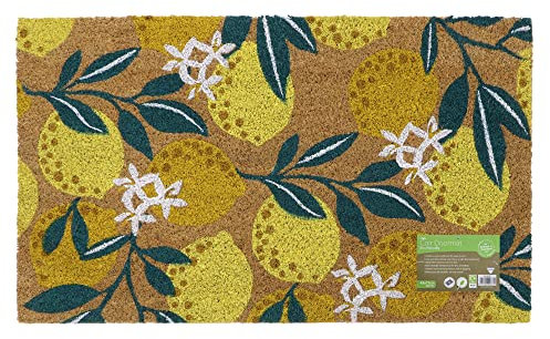 JVL Eco-Friendly Latex Backed Coir Door Mat, Lemons, Natural, 45 x 75 cm Approx., 02-887