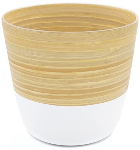 Dehaus® Handmade Bamboo Plant Pot - Large 22 x 21cm - Decorative Indoor Pots for House Plants, Flowers, Succulents & Herbs - Contemporary Planter, Wooden Planters in Blue, Sage Green, White, & Grey