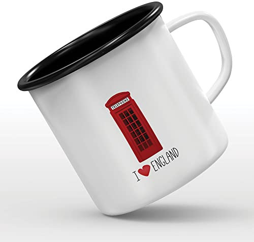 Tasse mit emailliertem Motiv London Cabine2