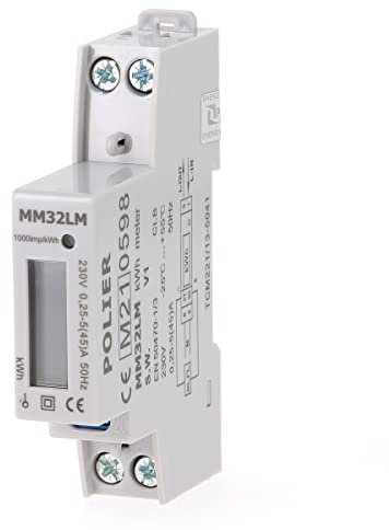 POLIER - MM32LM: Modularer Stromzähler – einphasig 45 A – einfacher Tarif – LCD-Anzeige – MID-zertifiziert – Impulsausgang