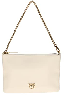 Borsa a tracolla pinko flat classic - pelle bianco - uni