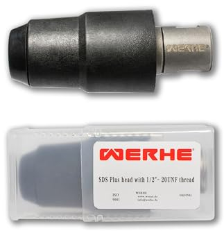 Mandrino per trapano WERHE® SDS Plus da 1/2-20UNF adattatore - attacco SDS Plus - pezzo adattatore per l'utilizzo di trapano per calcestruzzo SDS Plus o sega a tazza per calcestruzzo