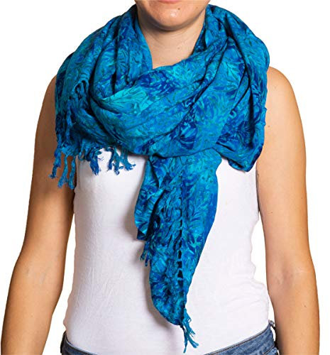 PANASIAM Scarf Batik 190X116cm, B020 Palm blue, L