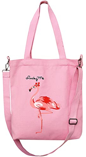 TENDYCOCO Umhängetasche für Damen mit Flamingo-Muster Aus Segeltuch Schultertasche mit Abnehmbaren Trägern Modische Lässige Kuriertasche Tragetasche