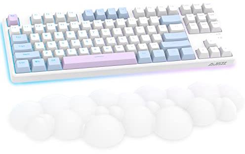 Cloud-Soft Ergonomic Wrist Rest for 100 Keys 87 Keys 68keys Keyboard PU Material Anti-Slip Rubber Base Memory Foam Cloud-Shaped Palm Rest for Computer Laptop,Pain Relief,15.2 * 4.4 * 1.2 inch -White