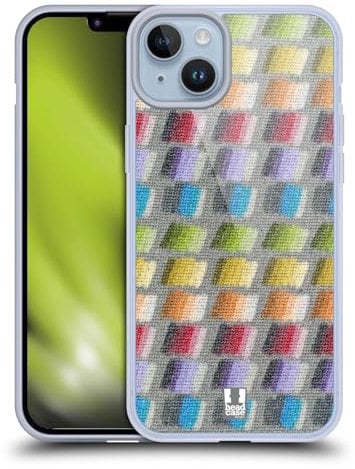 Head Case Designs Estampado de Punto Arco Iris Moda de Tela Caso de Gel Suave Compatible con Apple iPhone 14 Plus