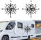 Sticker Boussole rose vent Vintage Déco - Kit stickers Van Life Camping car - Autocollant voiture moto camping car - Stickers Boussole camping car - Pack de 2 unités (20x20 cm, Noir)