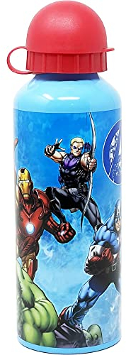 Gourde en aluminium pour enfant, Avengers, Marvel, sans BPA, bouteille avec tétine, bec verseur, capacité 500 ml