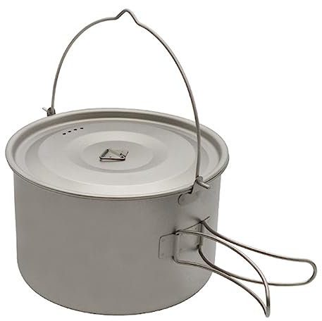 Lixada 1,8 l/3 l Titan-Topf, Ultraleichter Camping Hängetopf mit Deckel und Faltbarem Griff, Camping Suppentopf für Camping, Wandern, Rucksackreisen, Picknick