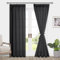 DWCN Voile Gardinen mit Kräuselband Leinenoptik 2 Stücke Halbtransparent Vorhänge für Wohnzimmer, Durchsichtige Gardinen, Schwarz, 225x140cm (Höhe x Breite)