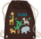 Turnbeutel Rucksack - Safari Tiere Zootiere Zoo Giraffe Zebra Löwe Elefant - Unisize - Braun - wechselsachen beutel kindergarten wechselwäsche wechselbeutel personalisierte rucksäcke kinder