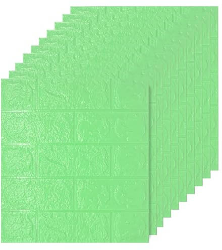 LeapBeast 3D Tapete Wandpaneele Selbstklebend Ziegel,3D Ziegel Tapete,Steinoptik Tapete Wasserdicht Wandaufkleber,10 Stücke 38 * 35CM,DIY Wandtapete,Geeignet für Schlafzimmer,Wohnzimmer (grün)