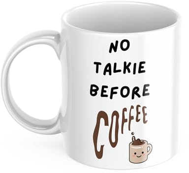 drunkLY Tasse mit Motiv no talkie before coffee motiv - Keramik Kaffee-Becher – Geschenk-Idee - Motiv rundherum (no talki before coffee)