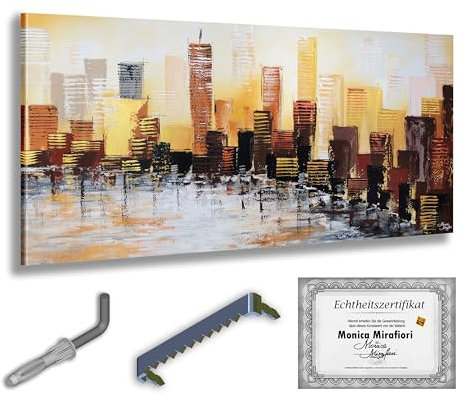 Monica Mirafiori I 100% HANDGEMALT I Gemälde Big City I 140x70cm | Gemälde Handgemalt | Acrylgemälde | Sehr Großes Acrylbild I Moderne Kunst I Kunstbilder