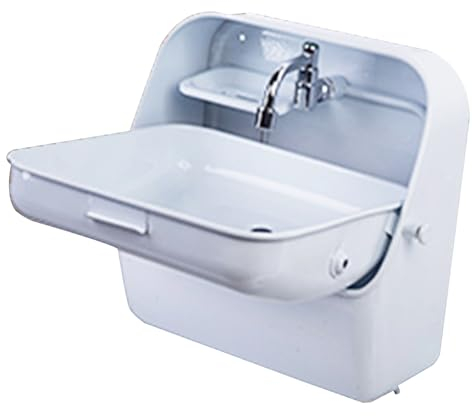 Miuxe Évier De Cuisine pour Camping-Car, Lavabo À Main en Acier Inoxydable avec Robinet d'eau Froide, Lavabo De Salle De Bain Mural pour Camping-Car, Bateau, Remorque, Caravane